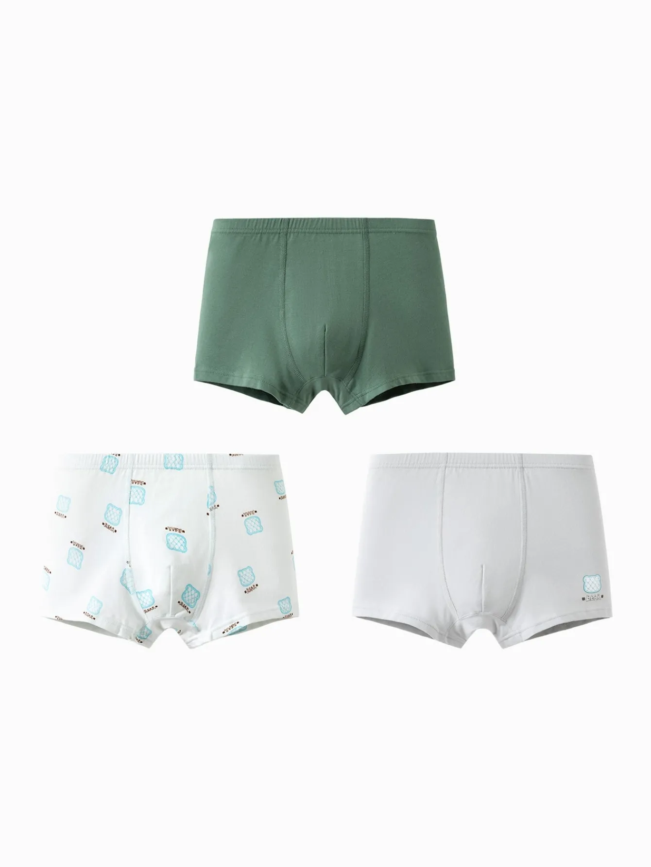 Balabala Boy Toddler And Kid Bear Printed Colorful Lettering Briefs Gray Green Hue Discount