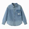 Balabala Boys Denim Long Sleeve Shirt Denim Medium Blue Cheap