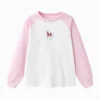 Balabala Boys Girls Knit Color Block Long Sleeve T-Shirt White Red Fashion