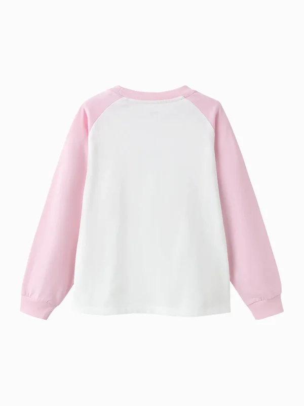 Balabala Boys Girls Knit Color Block Long Sleeve T-Shirt White Red Fashion