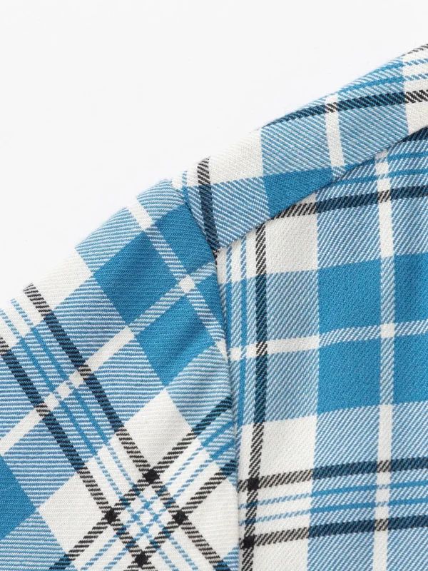 Balabala Boys' plaid long-sleeve shirt Blue White Cheap