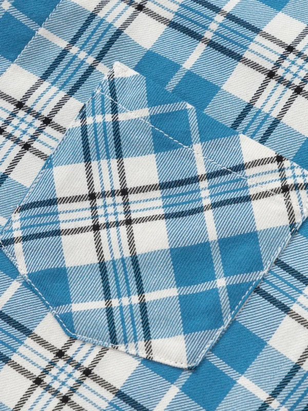 Balabala Boys' plaid long-sleeve shirt Blue White Cheap