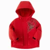 Balabala Boys' waterproof monogrammed skateboard villain jacket Red Outlet