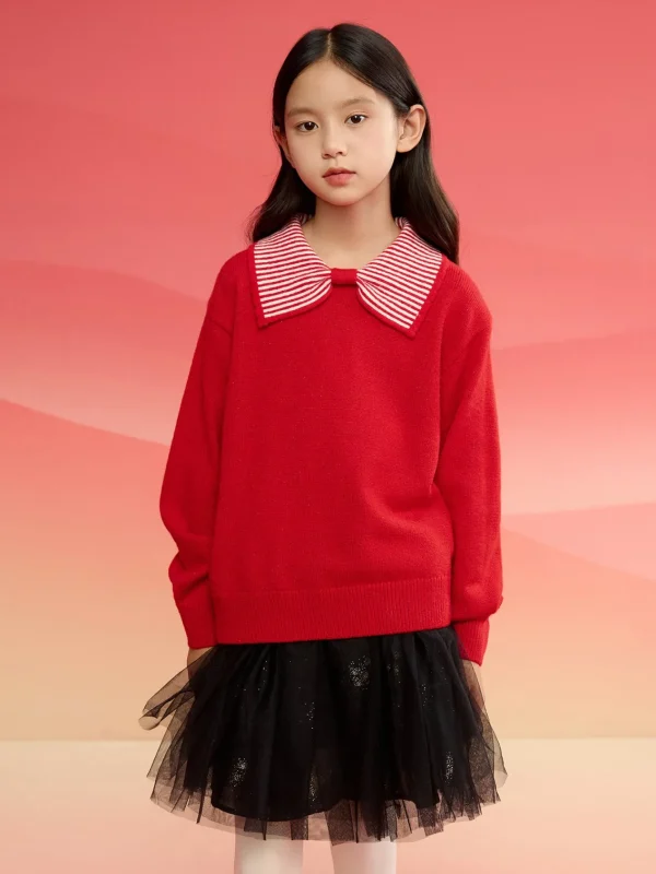 Balabala Collar Knitwear Red White Best Sale