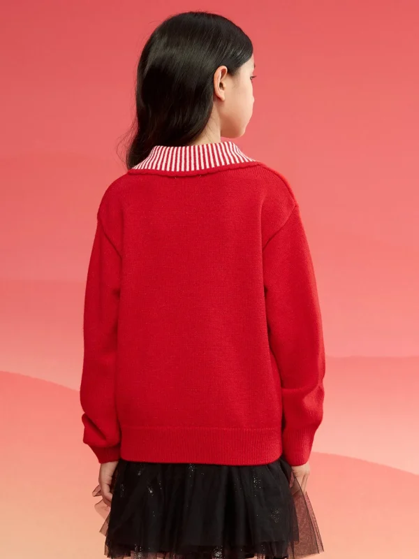 Balabala Collar Knitwear Red White Best Sale