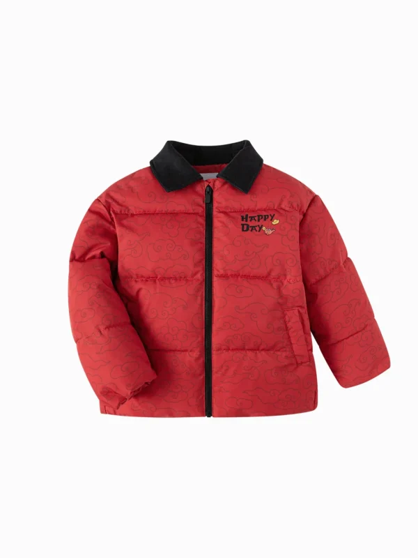 Balabala Cotton Jacket 2025 Spring New Boys' Toddlers's Woven Cotton Jacket Red Outlet