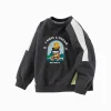 Balabala 【Designer SICO】 Boys' Sweatshirt Cartoon Color Block 2025 Spring New Top Dark Gray Fashion