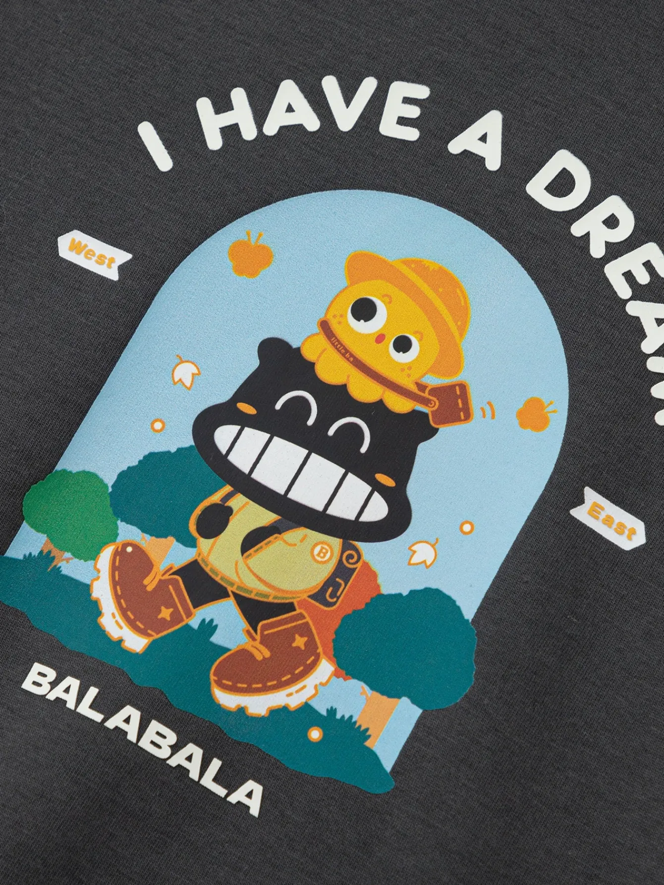 Balabala 【Designer SICO】 Boys' Sweatshirt Cartoon Color Block 2025 Spring New Top Dark Gray Fashion
