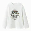 Balabala 【Designer SICO】Long Sleeve T-Shirt 2025 Spring Boy Round Neck V-Neck T-Shirt Raw White Flash Sale
