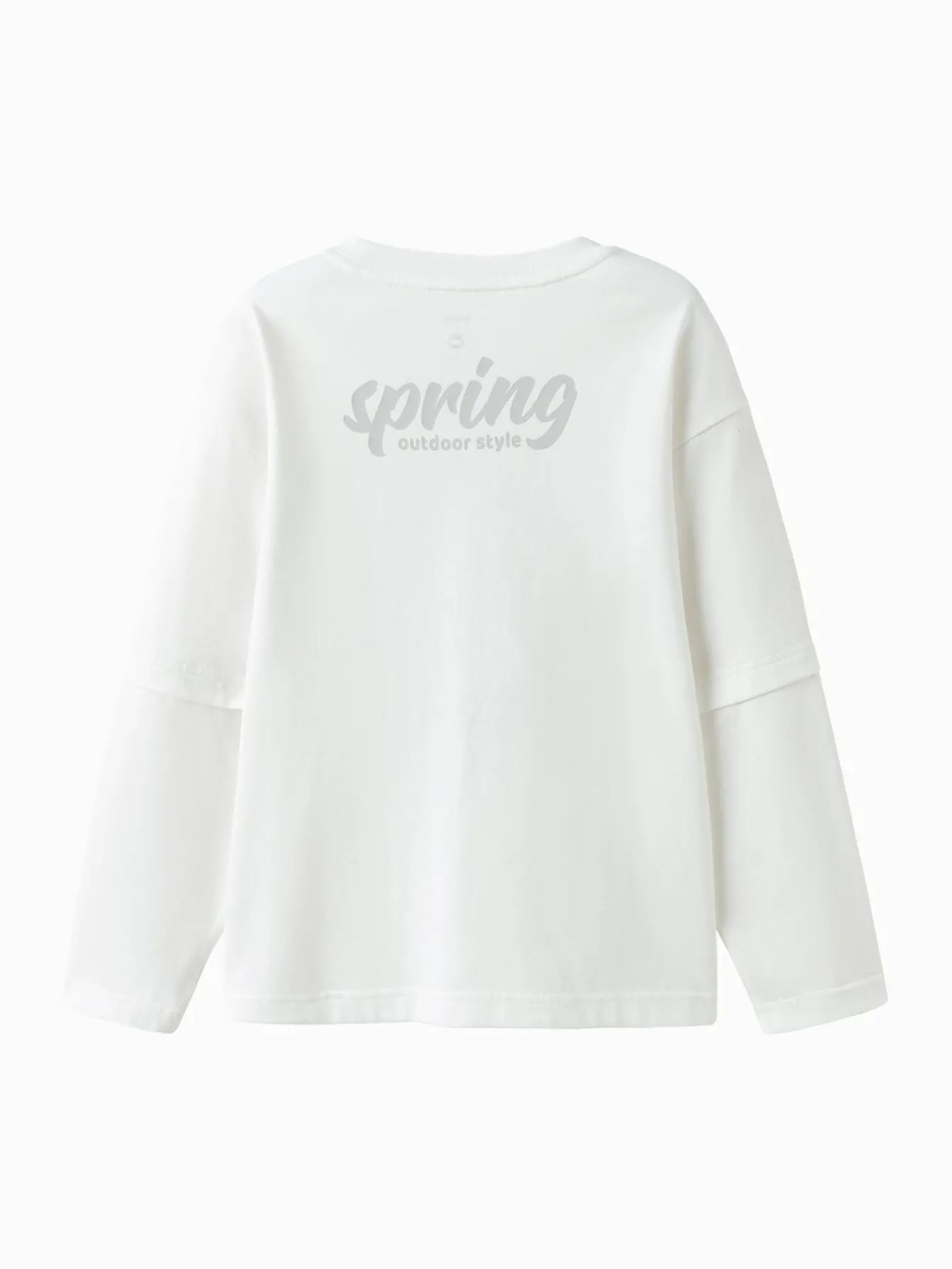 Balabala 【Designer SICO】Long Sleeve T-Shirt 2025 Spring Boy Round Neck V-Neck T-Shirt Raw White Flash Sale