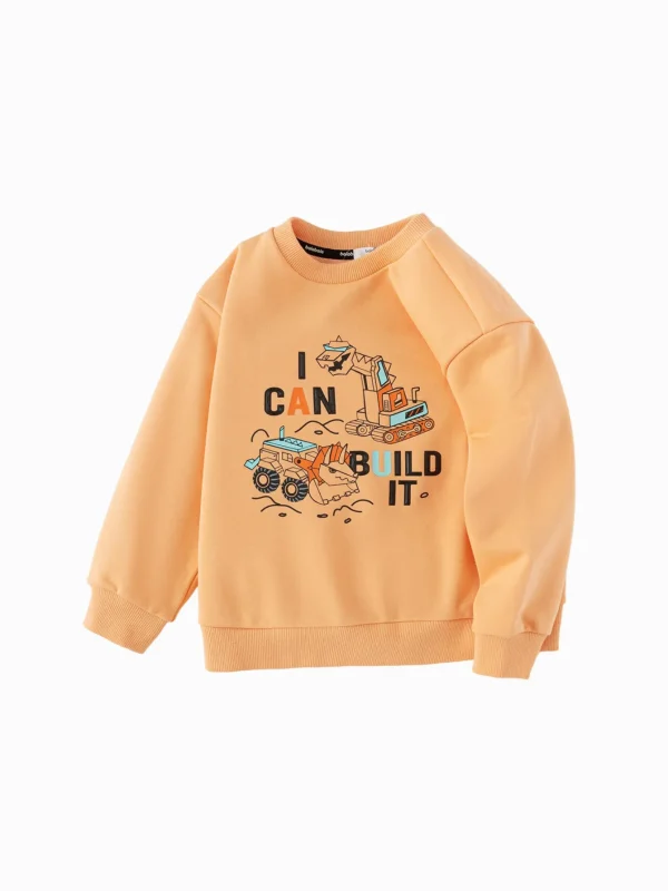 Balabala 【Designer SICO】Sweatshirt New Spring 2025 Toddler Boys Round Neck Sweatshirt Orange Cheap