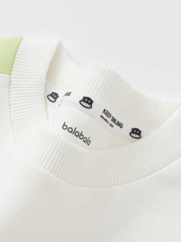 Balabala 【Designer SICO】Sweatshirt New Spring 2025 Toddler Boys Round Neck Sweatshirt Off-white Cheap