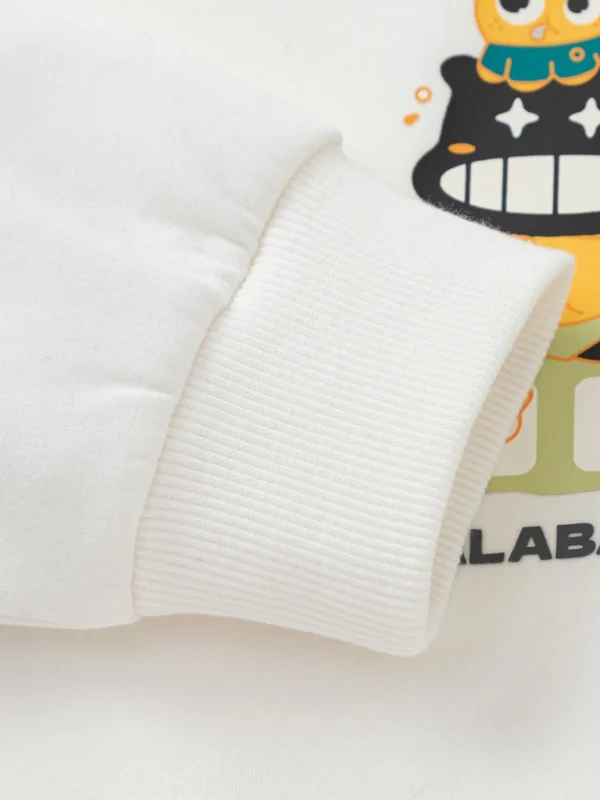 Balabala 【Designer SICO】Sweatshirt New Spring 2025 Toddler Boys Round Neck Sweatshirt Off-white Cheap