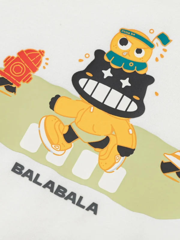 Balabala 【Designer SICO】Sweatshirt New Spring 2025 Toddler Boys Round Neck Sweatshirt Off-white Cheap
