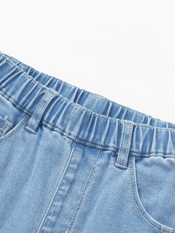 Balabala Girl Daily Life Solid Color Trousers Denim Pale Blue Fashion