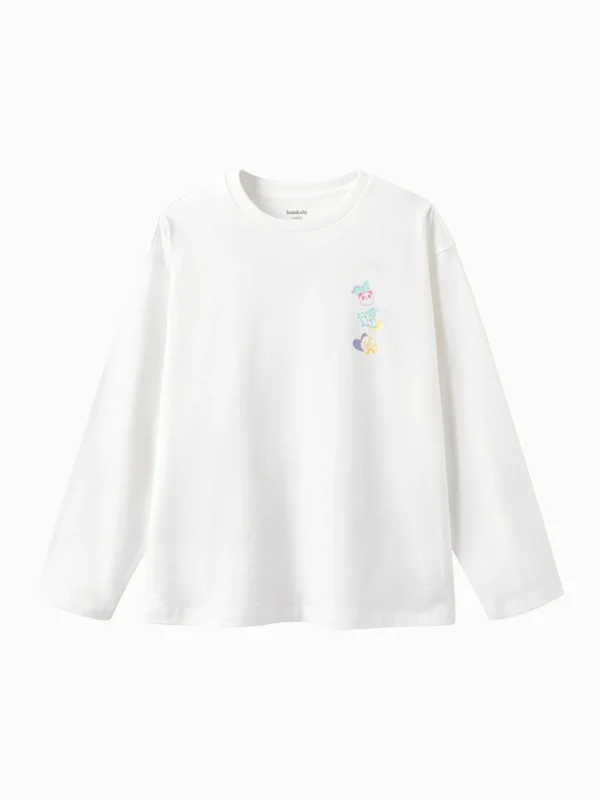 Balabala Girl Daily Life Animal Long Sleeve T-Shirt Raw White Online