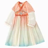 Balabala Girl Highlight Moment Gradient color One-Piece Dress White Red Hue Store