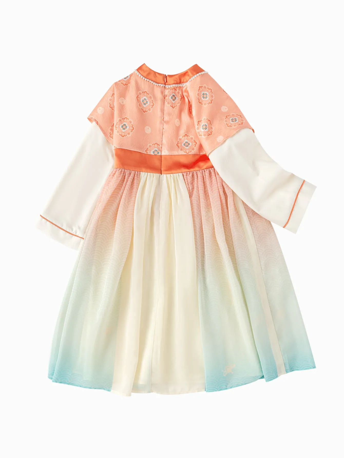 Balabala Girl Highlight Moment Gradient color One-Piece Dress White Red Hue Store