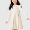 Balabala Girl Trend Scenarios Solid Color One-Piece Dress Coffee White Hue New