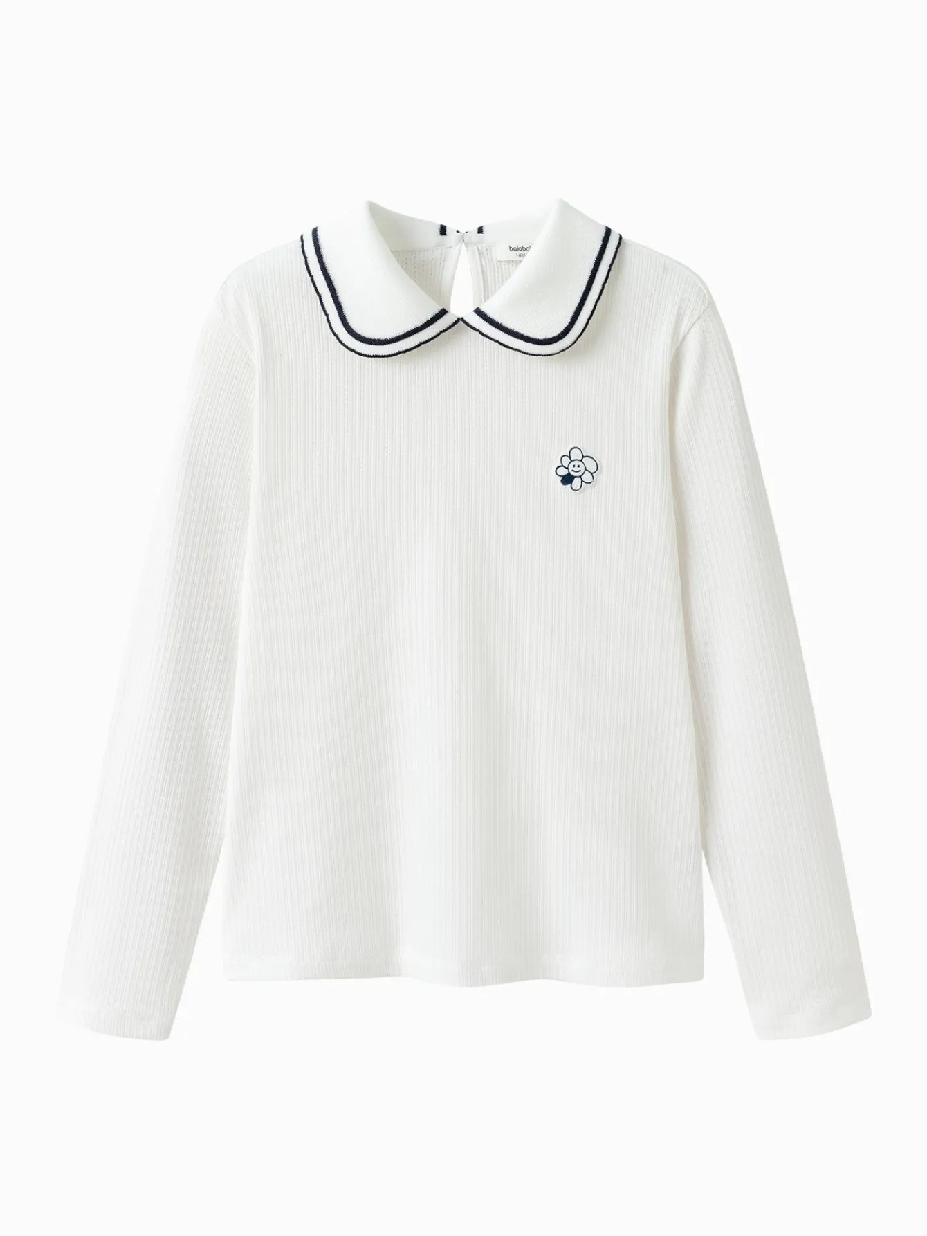 Balabala Girl's color-blocking lace long-sleeve shirt White Cheap