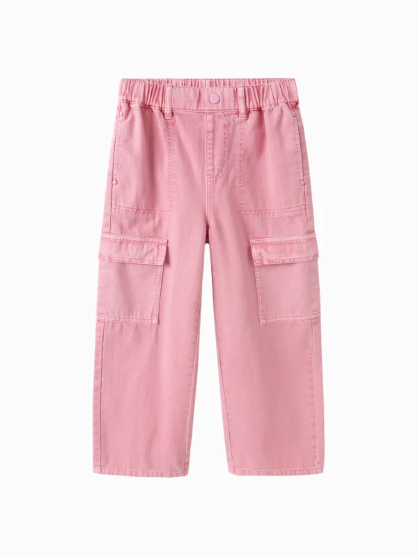 Balabala Girls' colorful cotton denim pants Red Clearance