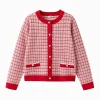 Balabala Girl's Delicate Sweater Cardigan Red Outlet