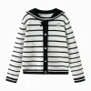 Balabala Girl's Lapel and White Checkered Sweater Blue Online