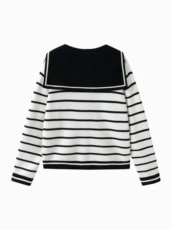 Balabala Girl's Lapel and White Checkered Sweater Blue Online