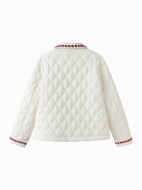 Balabala Girls Lapel Jacket Cotton Jacket Cream White Clearance