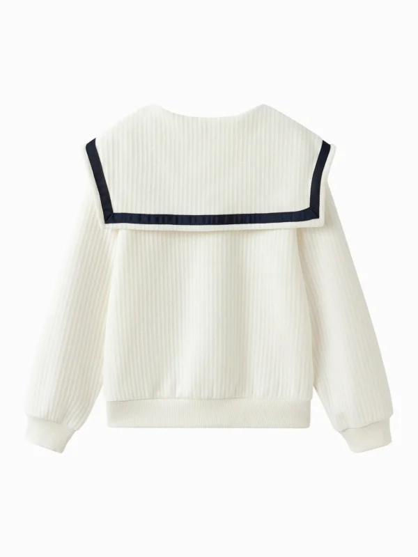 Balabala Girls Patchwork Collar Sweatshirt White Discount