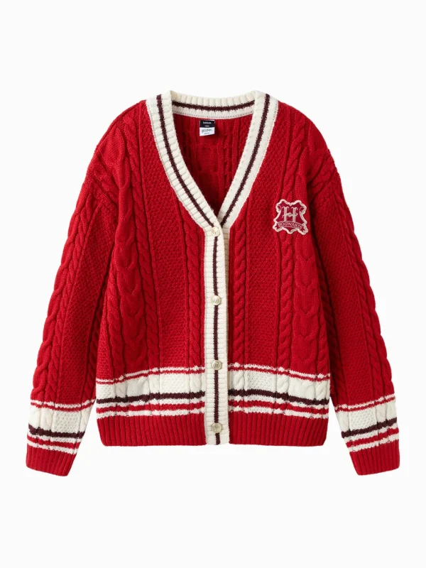 Balabala Girls College Style Sweater Cardigan Red Fashion