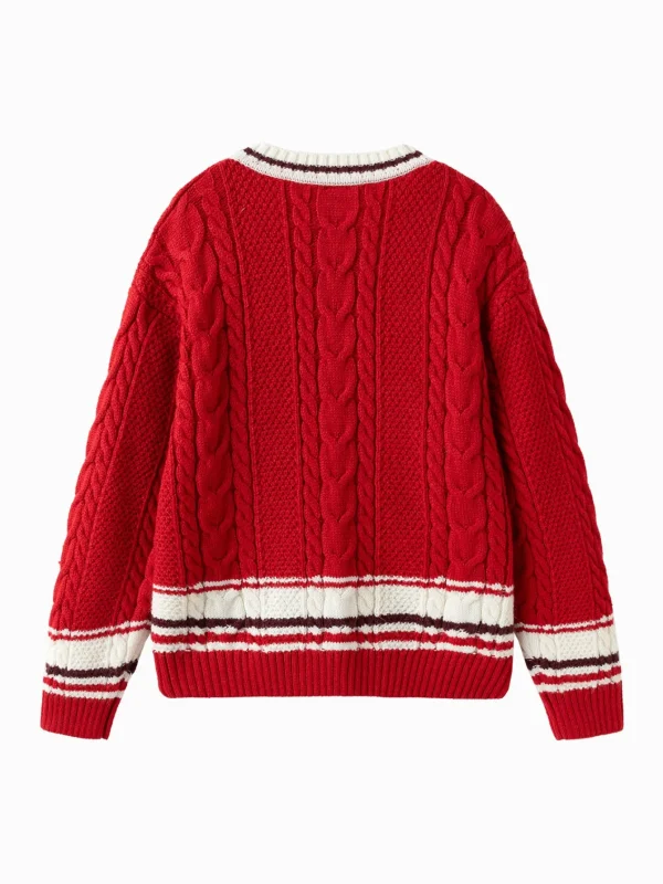 Balabala Girls College Style Sweater Cardigan Red Fashion