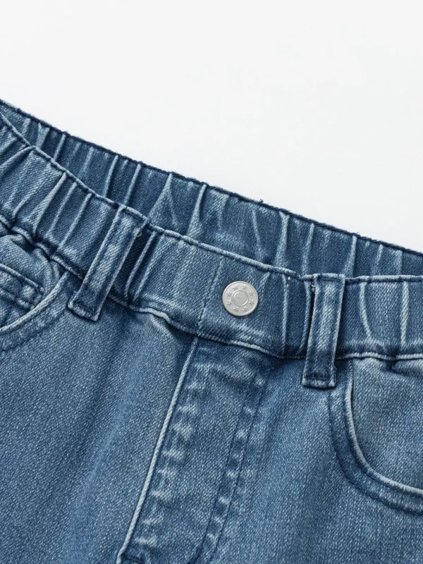 Balabala Girls' Stretch Denim Pants Denim Dark Blue Best