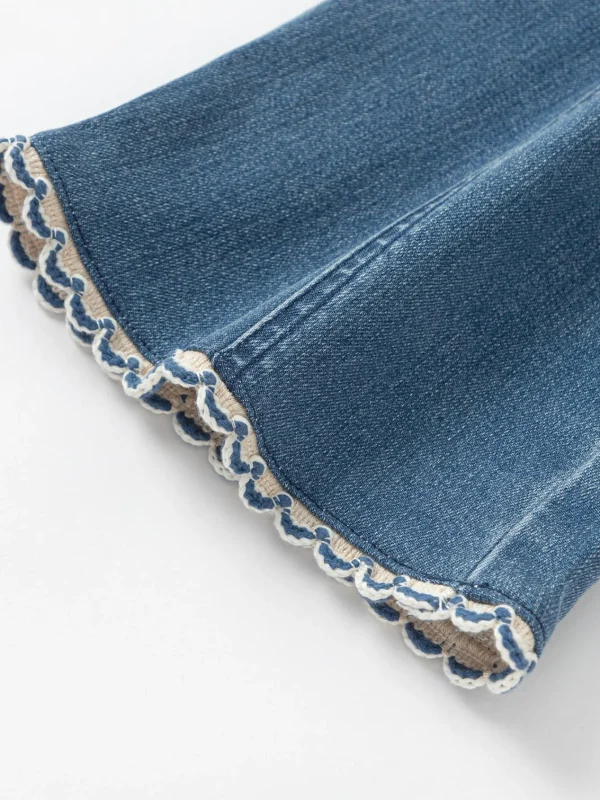 Balabala Girls' Stretch Denim Pants Denim Dark Blue Best