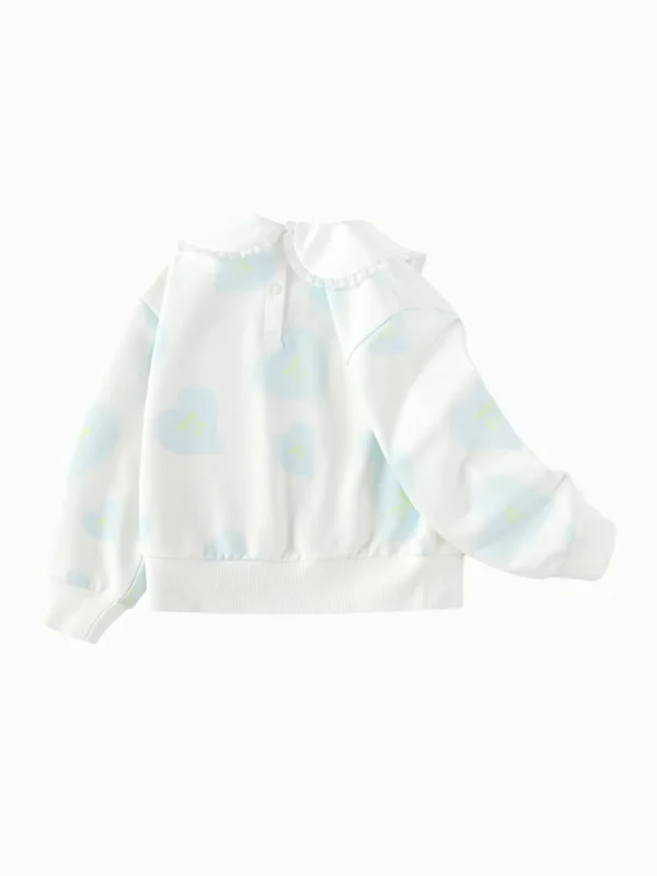 Balabala Girls Toddler Polka Dot Collar Sweatshirt White Blue Cheap