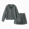 Balabala Girls Wool Cardigan Half Skirt Set Gray Store