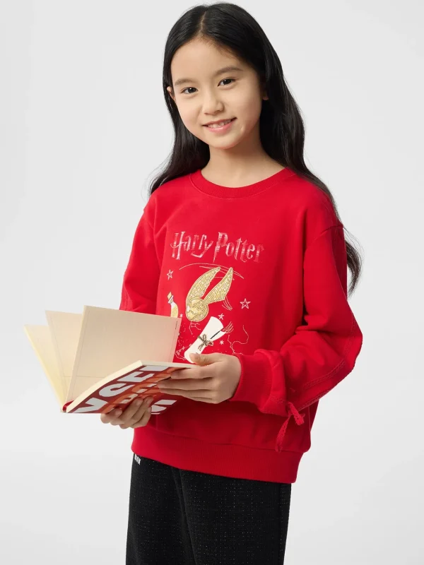 Balabala Harry Potter IP Hoodie 2025 Spring New Girl Round Neck Hoodie Chinese Red Fashion