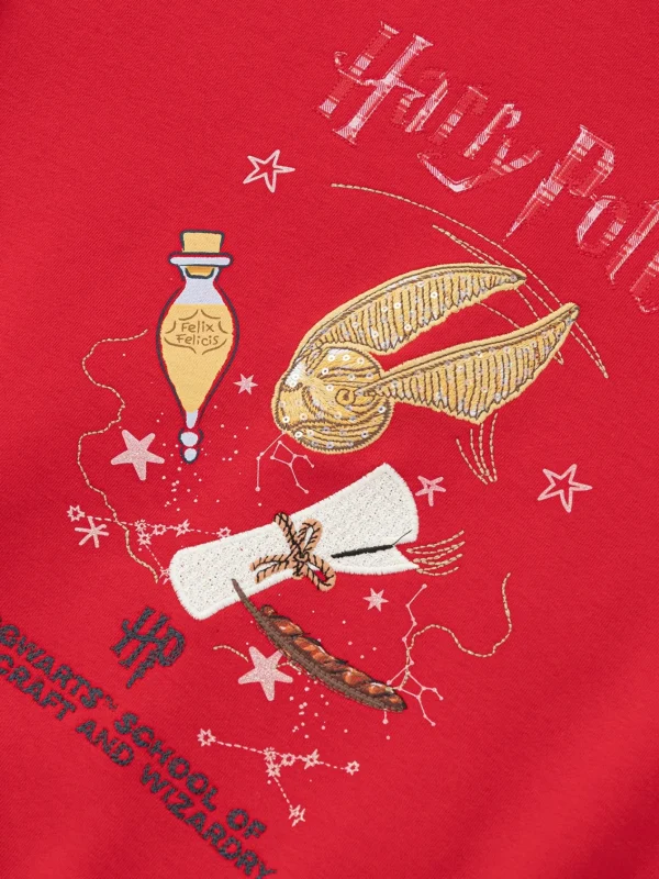 Balabala Harry Potter IP Hoodie 2025 Spring New Girl Round Neck Hoodie Chinese Red Fashion