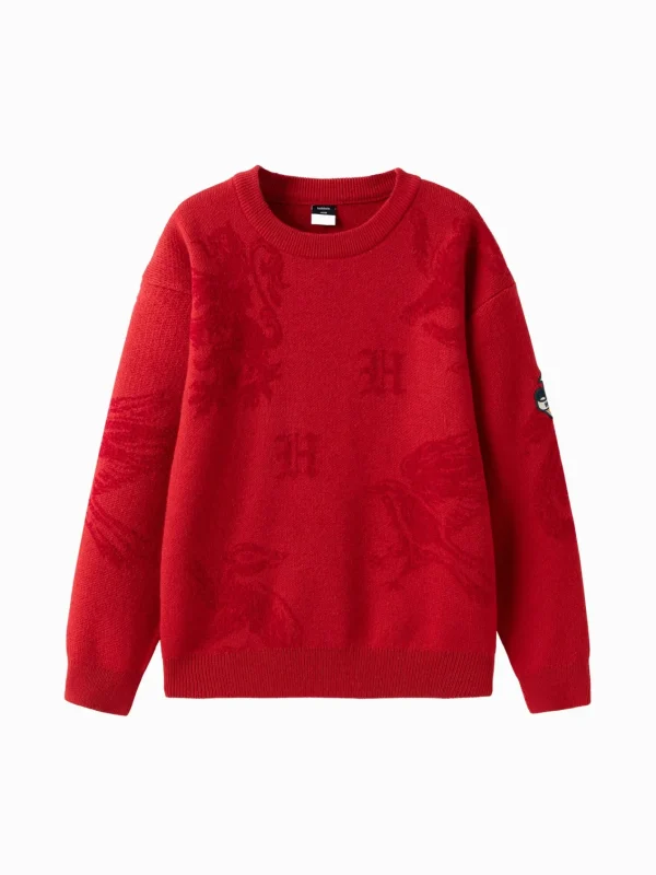 Balabala 【Harry Potter IP】Sweater 2025 Spring New Boy Round Neck Sweater Red Clearance