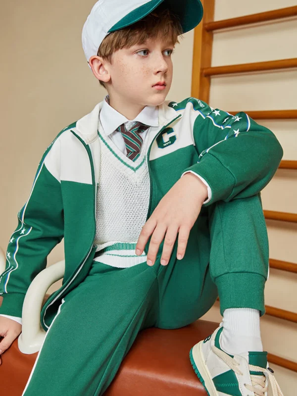 Balabala Kids Boy Color Matching Stand-Up Collar Long Sleeve Suit208322104106 Cheap