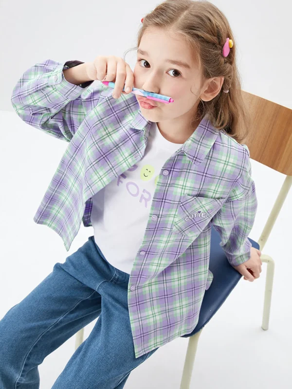 Balabala Kids Girl Delicate Lattice Long-Sleeved Shirt208322102001 Online