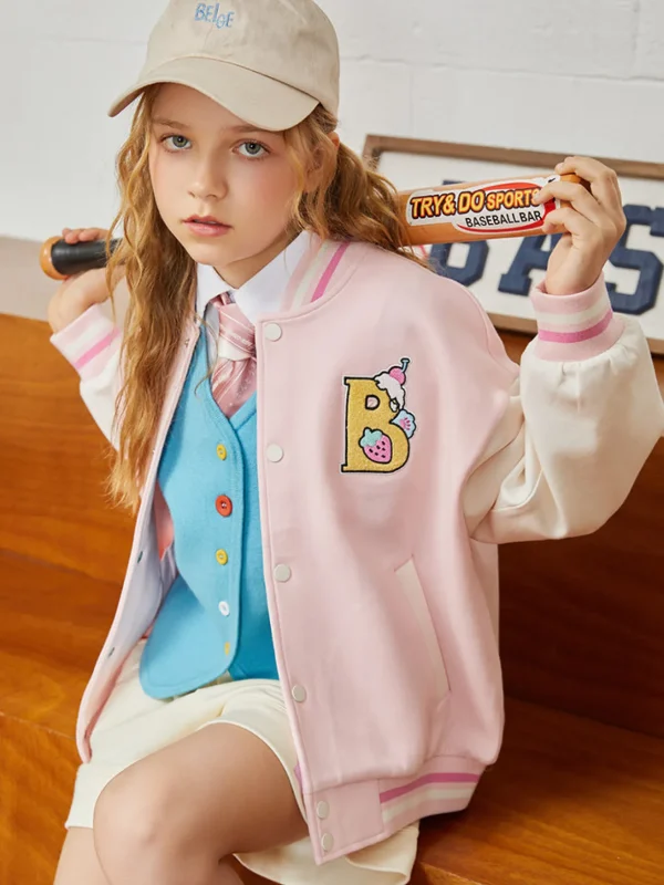 Balabala Kids Girl Splicing Classic Baseball Jacket208322105004 Discount