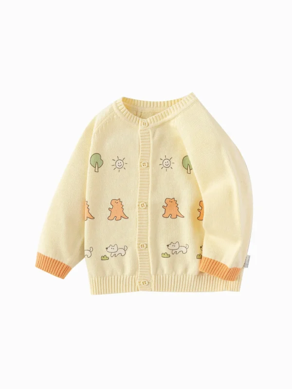 Balabala Knitwear 2025 Spring New Arrival for Boys' Baby Cardigan Light Yellow New