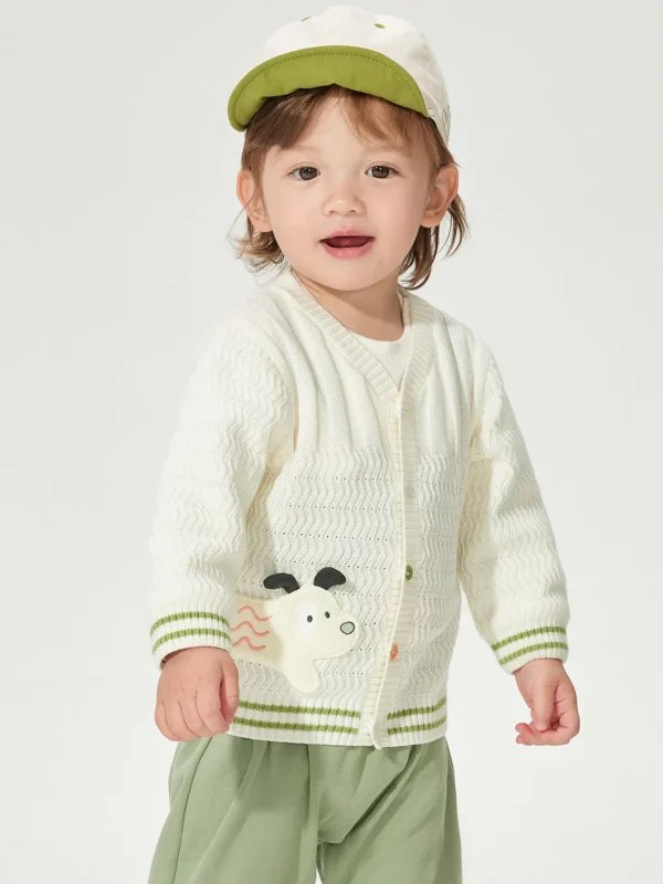 Balabala Knitwear 2025 Spring New Arrival for Boys' Baby Cardigan Off-white Best