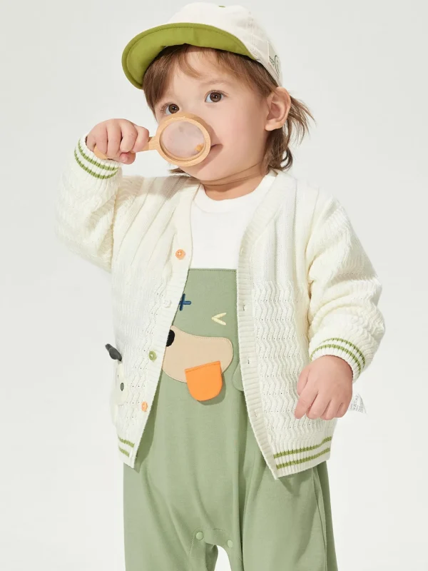 Balabala Knitwear 2025 Spring New Arrival for Boys' Baby Cardigan Off-white Best