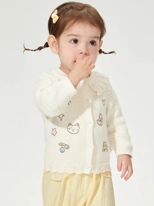 Balabala Knitwear 2025 Spring New Arrival for Girls' Baby Cardigan Off-white Online