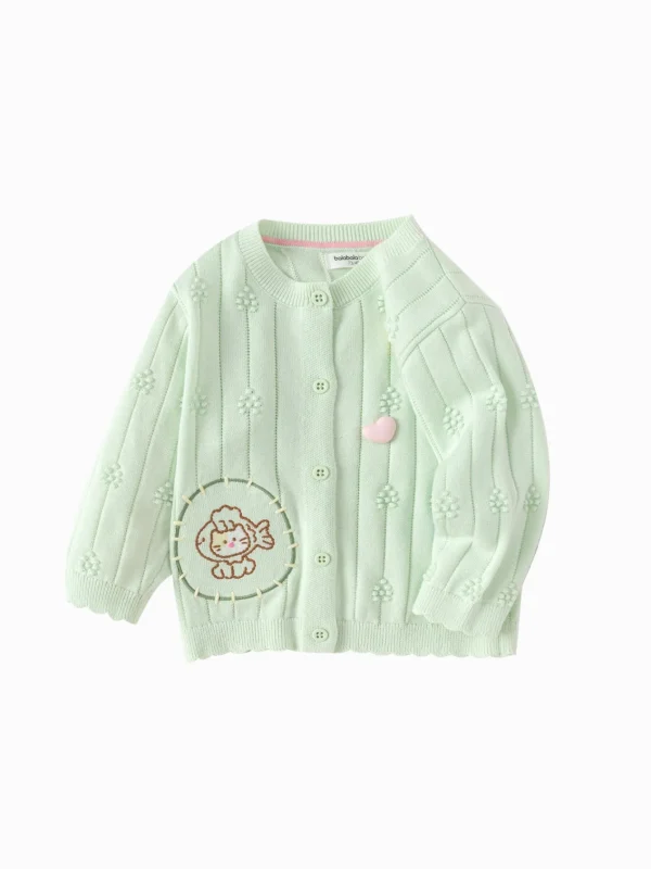 Balabala Knitwear 2025 Spring New Arrival for Girls' Baby Cardigan Bean Green Best Sale