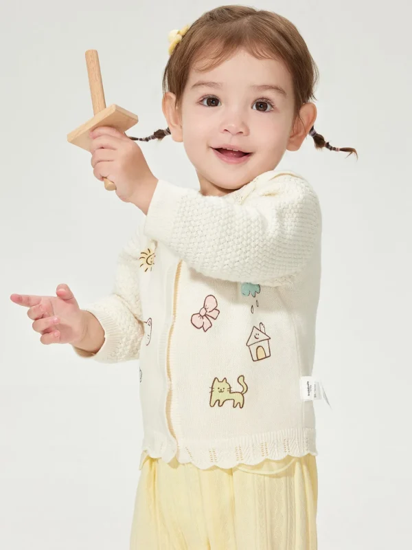 Balabala Knitwear 2025 Spring New Arrival for Girls' Baby Cardigan Off-white Online