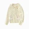 Balabala Knitwear 2025 Spring New Girl Children's Knit Cardigan Green Best