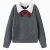 Balabala Knitwear 2025 Spring New Style Girl Collar Knitwear Gray Flash Sale